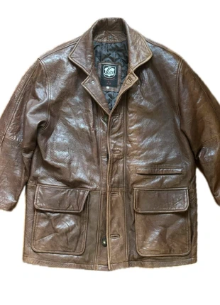 Abrigo vintage de piel auténtica marrón – Talla 50 / cuero suave estilo old money, merk: Local, staat: Heel goed, maat: L, € 45,00, € 47,95 inclusief Kopersbescherming