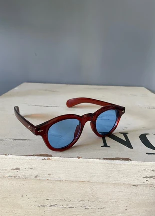 Lunettes de soleil rondes bordeaux & verres bleus style Moscot, marke: Moscot, zustand: Sehr gut, 12,00 €, 13,30 € inklusive Vinted-Käuferschutz