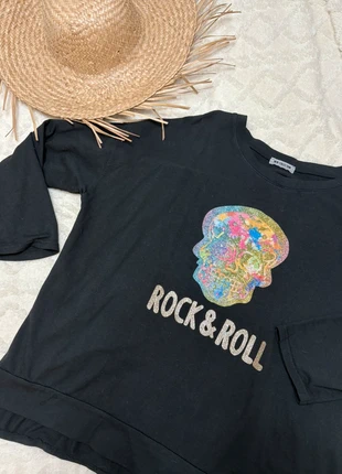 “Pull oversize noir – Tête de mort multicolore à paillettes, estado: Nuevo sin etiquetas, tamaño: Talla única, 10,00 €, 11,20 € Protección al comprador incluida