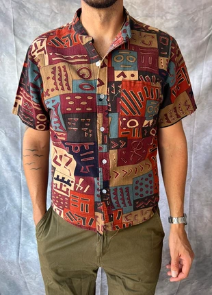 | Tribal Print Shirt | Cotton Polyester Blend | Bold Retro 90s Streetwear |, marque: Vintage Dressing, état: Très bon état, taille: XL, 5,00 €, 5,95 € Protection acheteurs incluse