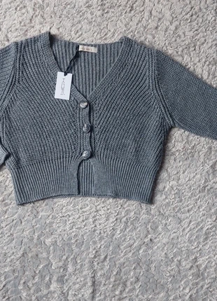Cardigan grigio con bottoni - taglia unica - grigio- vintage dressing, merk: Vintage Dressing, staat: Nieuw met prijskaartje, maat: S / 36 / 8, € 20,00, € 21,70 inclusief Kopersbescherming