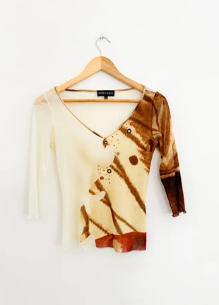 Maglietta vintage donna trasparente con fantasia asimmetrica Monica Magni – Taglia 46, marca: Monica Magni, estado: Muy bueno, tamaño: XL / 42 / 14, 12,00 €, 13,30 € Protección al comprador incluida