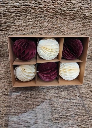 Boules de Noël en origami papier Bordeaux et crème x6, staat: Nieuw met prijskaartje, € 8,00, € 9,10 inclusief Kopersbescherming