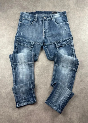 Jean cargo skinny bleu W36 L32 Essentials homme y2k - PAN1578, merk: Vintage Dressing, staat: Heel goed, maat: W36 | FR 46, € 14,00, € 15,40 inclusief Kopersbescherming Pro