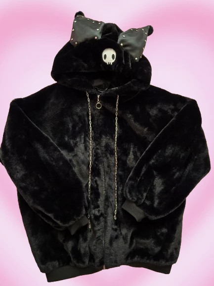 Oversized Faux Fur Kuromi Jacket