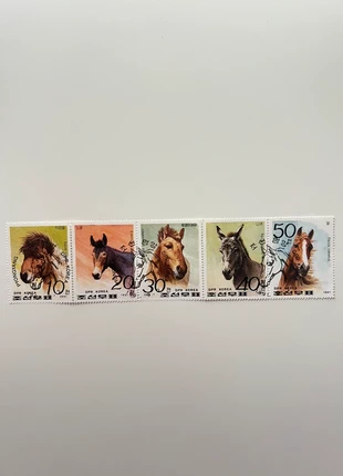 Timbres chevaux oblitérés – série illustrée Corée du Nord 1991, état: Neuf avec étiquette, 3,00 €, 3,85 € Protection acheteurs incluse