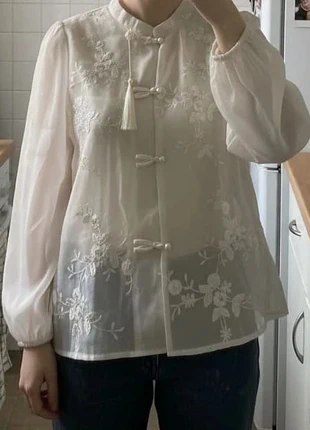 Blouse blanche bohème chic à broderies florales – Taille S, brand: Atelier Lyséa, condizioni: Ottime, taglia: S / IT 40 / EU 36, €34.90, €37.35 include la Protezione acquisti Pro