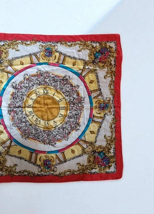 Vintage silk scarf baroque clock face print, hand rolled edges. 80s style. (6), condition: Very good, £15.00, £16.45 includes Buyer Protection