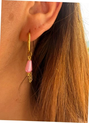 Boucles d’oreilles 2 en 1 - Perle Rose & chaîne, marke: Boheme, zustand: Neu, mit Etikett, 7,99 €, 9,09 € beinhaltet Vinted-Käuferschutz Pro