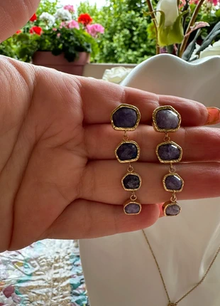 Boucle d’oreille acier doré, lépidolite, victoria bijoux, brand: Victoria Bijoux, condizioni: Nuovo con cartellino, €18.00, €19.60 include la Protezione acquisti