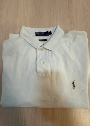 Polo Ralph Lauren blanc – Taille L – Custom Fit – Logo brodé multicolore, merk: Ralph Lauren, staat: Heel goed, maat: L, € 34,90, € 37,35 inclusief Kopersbescherming
