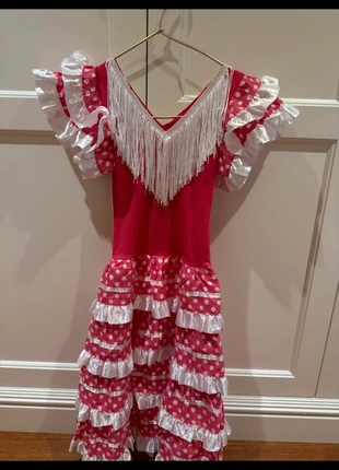 💃 Disfraz de flamenca rosa con lunares (Talla 8 años), merk: sin marca, staat: Heel goed, maat: 8 jaar / 128 cm, € 10,00, € 11,20 inclusief Kopersbescherming