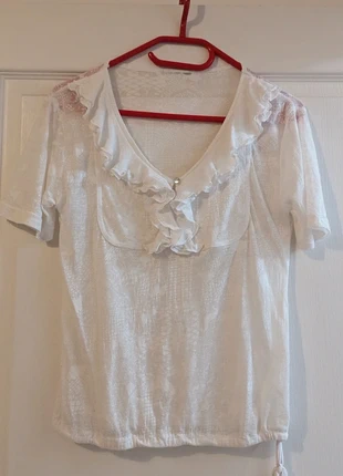 Top blanc coquette à volants, marca: COQUETTE, estado: Bueno, tamaño: M / 38 / 10, 1,00 €, 1,75 € Protección al comprador incluida