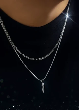 Collier Homme à Double Couche en Acier Inoxydable de 50cm, marca: Colliers, estado: Novo sem etiquetas, €5.99, €6.99 inclui Proteção do Comprador