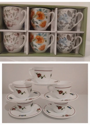 Tasses a Cafe a fleur neuf sans etiquette pour espresso 6 piece et 5 piece et soucoupes, état: Neuf sans étiquette, 15,00 €, 16,45 € Protection acheteurs incluse