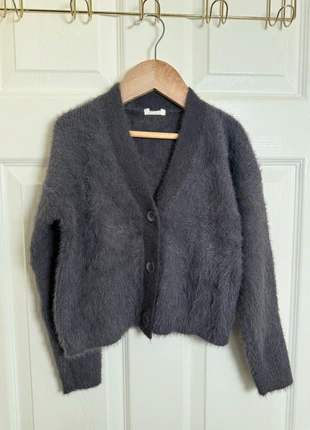 NEW Next Dark Grey Fluffy Cropped Cardigan - Girls 7 Years, brand: Next, condition: New without tags, size: 7 years / 122 cm, £6.99, £7.85 includes Buyer Protection Pro
