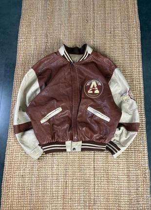 Veste en Cuir Marron et Beige Arturo Broderie Leather Jacket Vintage 80s Taille S, brand: Vintage Dressing, condizioni: Ottime, taglia: S / IT 40 / EU 36, €120.00, €126.70 include la Protezione acquisti Pro