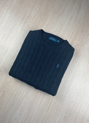 Pull torsadée Ralph Lauren bleu marine taille (L) en très bonne état, marca: Ralph Lauren, estado: Muito bom, tamanho: L, €60.00, €63.70 inclui Proteção do Comprador