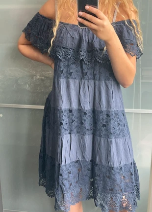 Robe bohème ample bleue marine dentelle, marque: TU, état: Très bon état, taille: Taille unique, 5,00 €, 5,95 € Protection acheteurs incluse