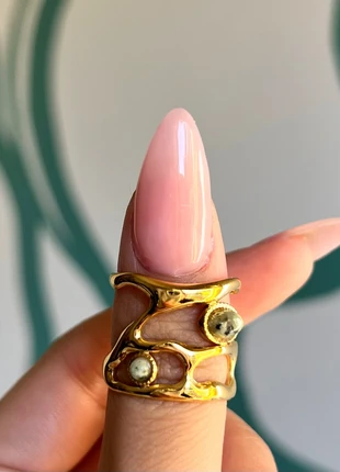 Bague acier inoxydable or doré ajustable pierres vertes tendance Bohème Antique, merk: Boutique Parisienne, staat: Heel goed, maat: Aanpasbaar, € 12,50, € 13,83 inclusief Kopersbescherming Pro