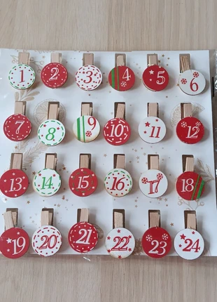 chiffres bois sur pince à linge rouge blanc vert- calendrier de l'avent DIY, état: Neuf sans étiquette, 2,00 €, 2,80 € Protection acheteurs incluse