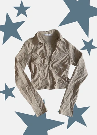 Neutral Beige Cropped Two-Way Zip Shirt, marque: COQUETTE, état: Très bon état, taille: XS / 34 / 6, 8,00 €, 9,10 € Protection acheteurs incluse