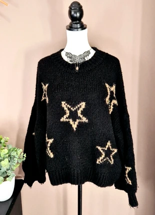 Pull grosse maille noir étoile doré star or top tendance haut sweat blouse, marque: Boutique indépendante, état: Très bon état, taille: L / 40 / 12, 10,00 €, 11,20 € Protection acheteurs incluse