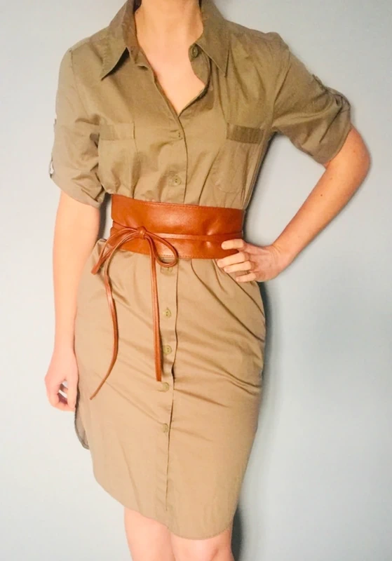 Magnifique robe chemise Kaki