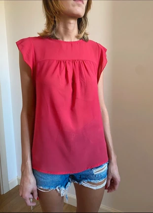 Canotta top rosso voile - haut rouge voile, merk: Boutique Italiana, staat: Nieuw zonder prijskaartje, maat: S / 36 / 8, € 5,90, € 6,90 inclusief Kopersbescherming