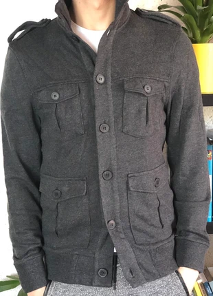 Veste boutonnée Cardigan Pull col montant Gilet Half Demi Gris - H&M « S », brand: H&M, condition: Very good, size: S, €15.00, €16.45 includes Buyer Protection