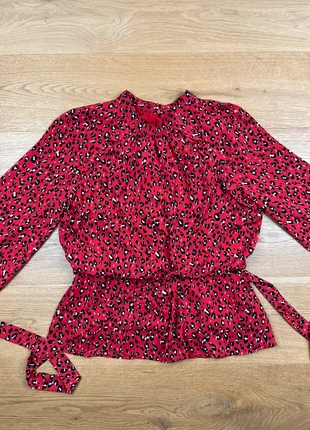 Blouse KOOKAÏ femme L– rouge à motif léopard, fluide et élégante, ceinture à nouer, très bon état, marque: KOOKAÏ, état: Très bon état, taille: L / 40 / 12, 14,99 €, 16,44 € Protection acheteurs incluse