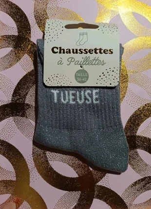 Chaussettes à paillettes "Tueuse" l’arme du crime, c’est ton style, marque: STC, état: Neuf avec étiquette, taille: Taille unique, 4,90 €, 5,85 € Protection acheteurs (Pro) incluse