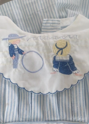 robe rétro rayée bleu blanc France grand col brodé enfants pinces Vintage années 80 Français, marca: Vintage Girl, estado: Muy bueno, tamaño: 9-12 meses / 74 cm, 17,50 €, 19,08 € Protección al comprador incluida