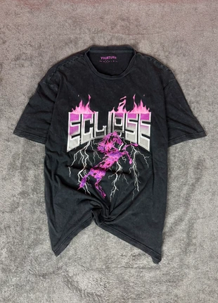 T-shirt YourTurn noir oversize vintage streetwear hip-hop graphique cheval violet foudre, brand: Vintage Dressing, condition: Very good, size: S, €11.99, €13.29 includes Buyer Protection