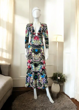 AFRM multicolour floral butterfly plunge neck ring cut out open back stretchy midi dress, brand: AFRM, condition: New with tags, size: XS / 6, £52.00, £55.30 includes Buyer Protection