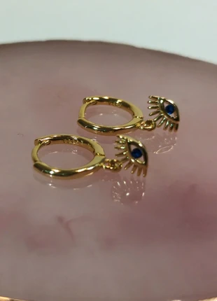 Pendientes aro dorado ojo plata Earrings Boucles d'oreilles créoles, marque: Vintage Boutique, état: Très bon état, 13,00 €, 14,35 € Protection acheteurs incluse