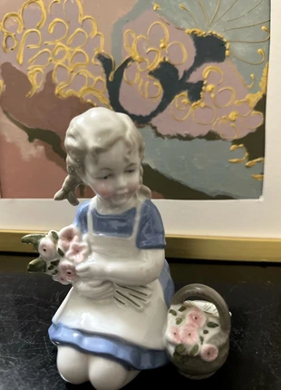 Vintage porcelain figurine girl with flowers, brand: West Germany, condition: Very good, £5.00, £5.95 includes Buyer Protection