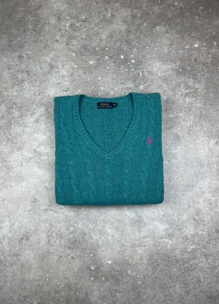 Pull Col V Tréssé Torsadé Polo Ralph Lauren Taille XS Femme Bleu Turquoise Logo Brodé Rose Laine #V3, merk: Ralph Lauren, staat: Heel goed, maat: XS / 34 / 6, € 65,00, € 68,95 inclusief Kopersbescherming Pro