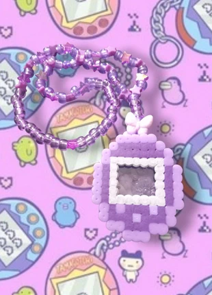 Tomagotchi 3D Perler Bead and Kandi Necklace 💜, brand: SpookiKandi, condition: New with tags, £8.00, £9.10 includes Buyer Protection