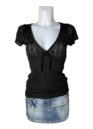 Top noir maille cintré dark coquette vintage y2k, brand: COQUETTE, condition: Very good, size: S / 36 / 8, €25.00, €26.95 includes Buyer Protection Pro