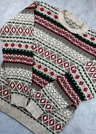 Pull vintage en laine épais beige rouge gris col rond - L, marque: Vintage Dressing, état: Très bon état, taille: L, 29,90 €, 32,10 € Protection acheteurs incluse