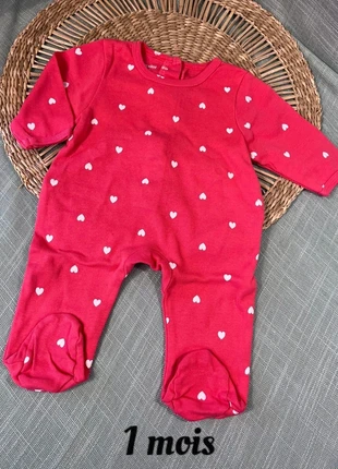 Pyjama coton taille 1 mois motif cœur, marca: Vertbaudet, estado: Muy bueno, tamaño: 1-3 meses / 56 cm, 4,25 €, 5,16 € Protección al comprador Pro incluida