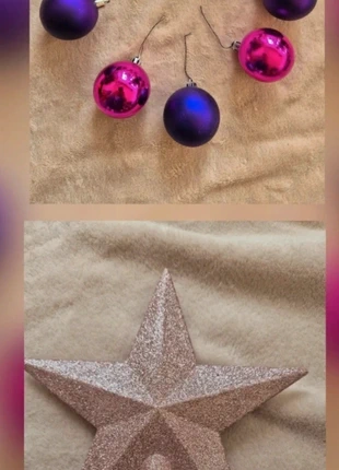Décoration de Noël - étoile rose brillante - petit lot de boules violettes et fushia, marque: je sais plus, état: Très bon état, 5,00 €, 5,95 € Protection acheteurs incluse