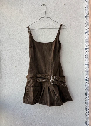 Brown mini dress, merk: Zara, staat: Heel goed, maat: XS / 34 / 6, € 7,00, € 8,05 inclusief Kopersbescherming