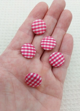 Bouton de couture tissu vichy carreau rose - 5pcs A0158, marca: Mercerie Syllikan, estado: Muy bueno, 2,00 €, 2,80 € Protección al comprador Pro incluida