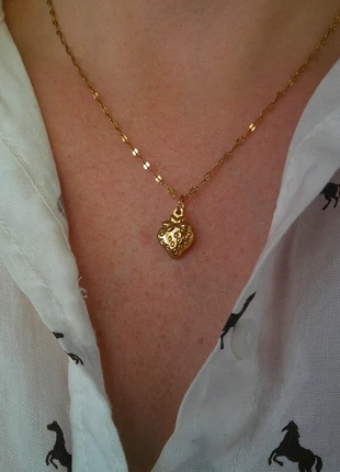 Petite fraise 🍓 texturé, martelé 🍓 collier acier inoxydable réglable ajustable doré, marca: acier inoxydable, estado: Muy bueno, 8,00 €, 9,10 € Protección al comprador Pro incluida