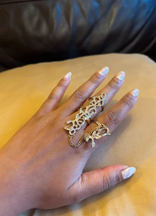 2-piece gold ring with chain, brand: Indian Emporium, condition: Very good, size: Adjustable, £5.00, £5.95 includes Buyer Protection