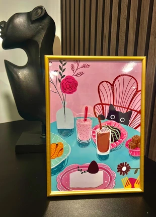 Cat at dinner 🧡 framed poster, brand: ASOS, condition: New without tags, £11.99, £13.29 includes Buyer Protection