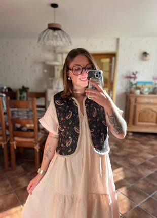 Gilet fait main en tissu fleuri/bohème – Taille S, marca: Fait Main, estado: Novo sem etiquetas, tamanho: S / 36 / 8, €15.00, €16.45 inclui Proteção do Comprador