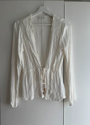 Vila blousje wit touwtjes, merk: Vila, staat: Nieuw zonder prijskaartje, maat: XS / 34 / 6, € 5,00, € 5,95 inclusief Kopersbescherming